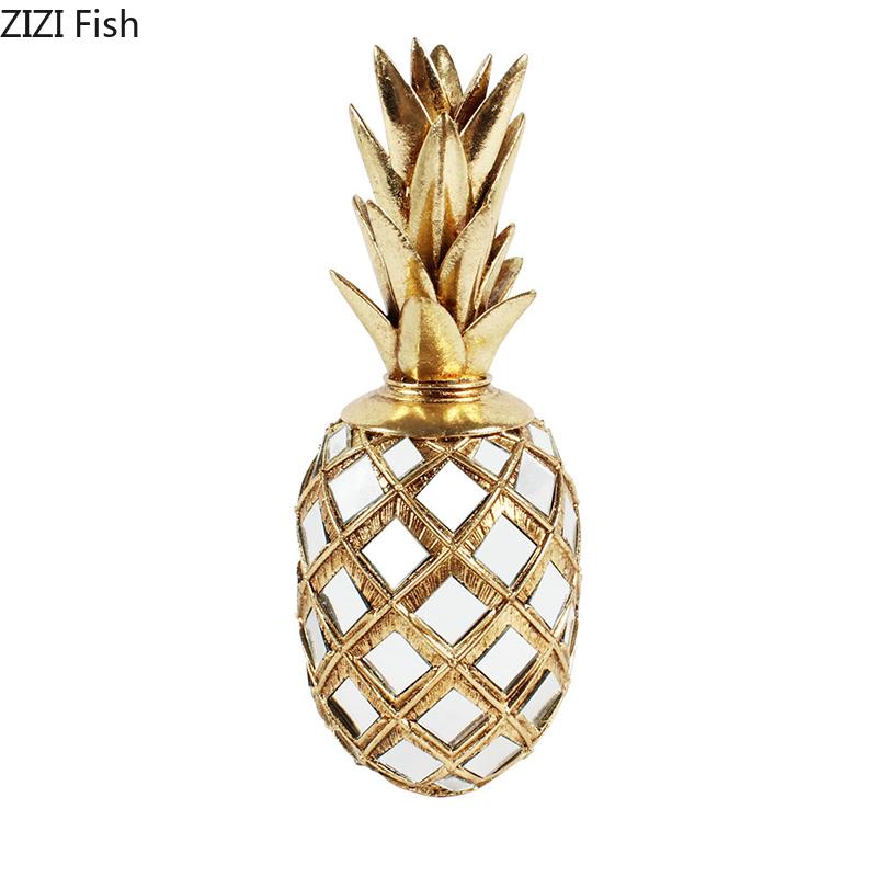 Creative Golden-plated Fruits Statue Apple/pear Ornaments Desk Decoration Resin Crafts Pineapple Sculpture Room Aesthetic Decor