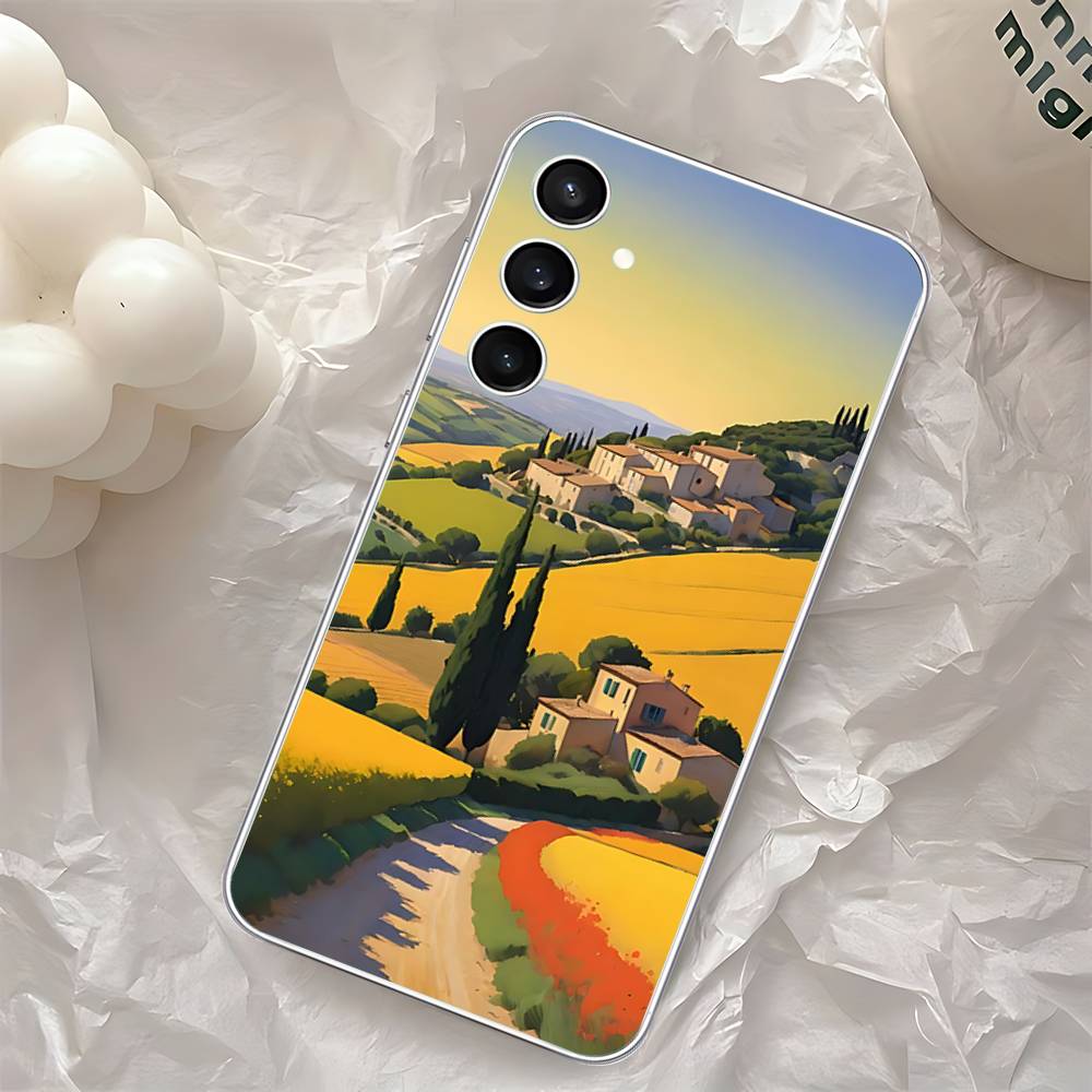 Rural Scenery Wheat Field Art Phone Case For Samsung Galaxy A52 A12 A51 S21 Edge S22ULTRA S23 S24 S20LITE Plus Ultra Transparent
