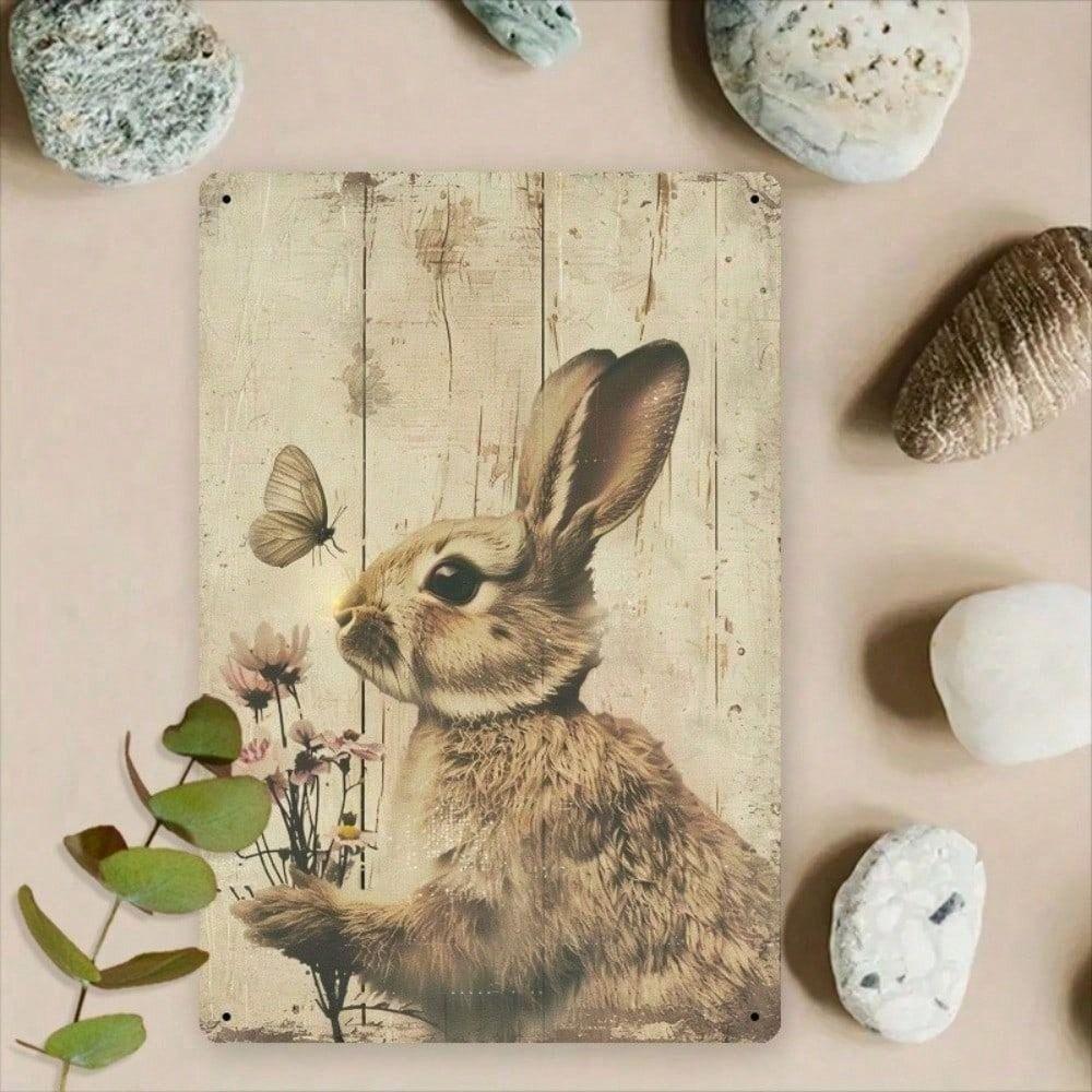 Vintage Humor Rabbit Metal Wall Poster for Home Cafe