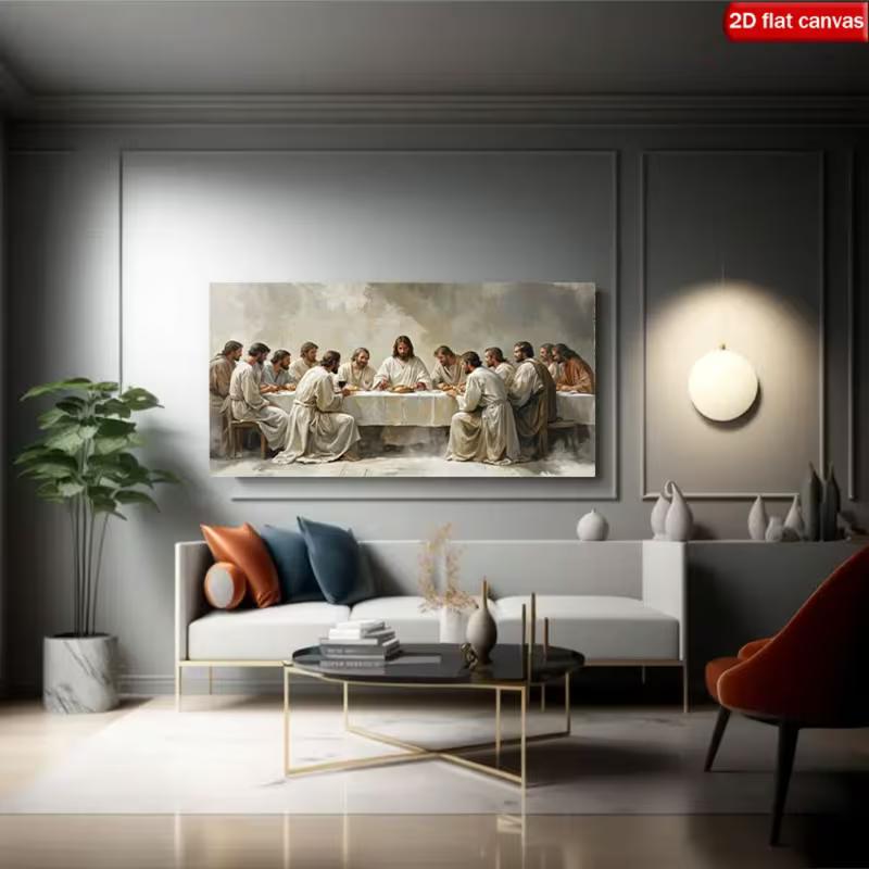 Religious Canvas Wall Art The Last Supper Fine Art Print - Panoramic Unframed Canvas Painting, Religious Wall Art Poster for Home Decor, Living Room