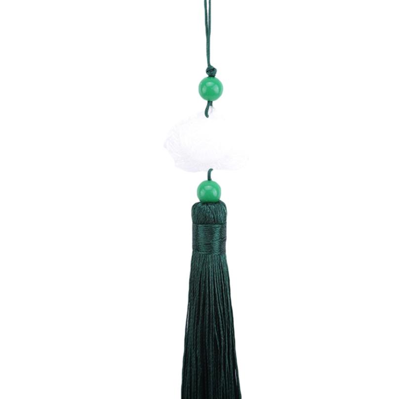 White Jade Lotus DIY Jewelry Curtain Clothes Decorative Accessories Key Car Bag Hanger Craft Tassels