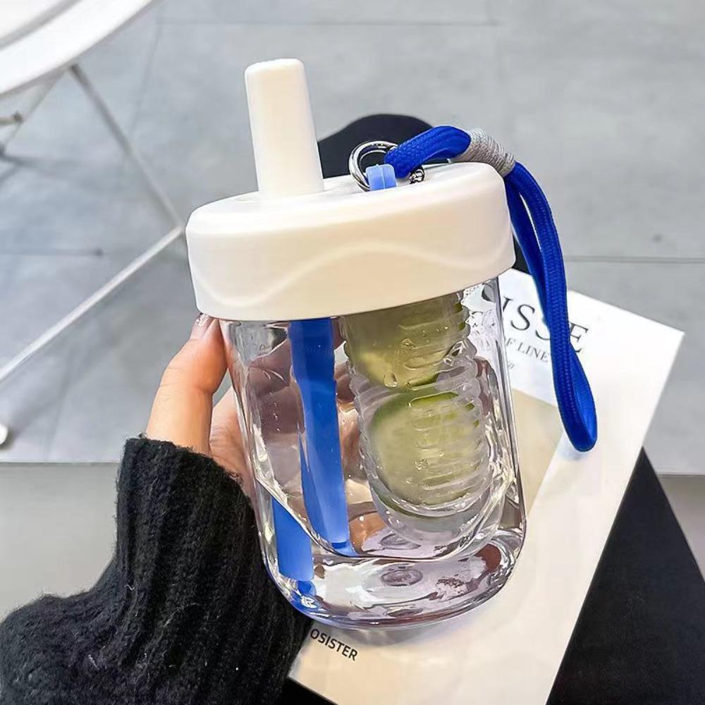 

Transparent Water Bottle Large Capacity Water Cup Fashion Cup With Lid Straw Straigh Drinking белый
