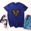 New Fashion Women's Top Short Sleeve Casual Love Leopard Printed Loose T-shirt