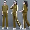Casual Sportswear Suit for Women, Spring and Autumn Embroidered Temperament Loose Jacket, Middle-aged Mother's Two-piece Set