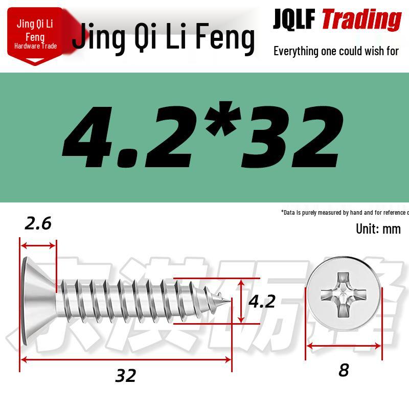 304 Stainless Steel Countersunk Self-Tapping Screw for Furniture & Outdoor Construction (GB/T 846)