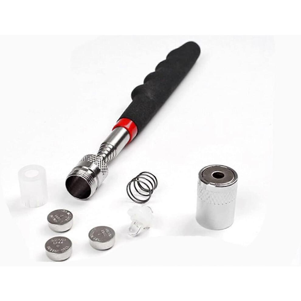 LED telescopic magnetic tool, extendable from 19cm to 80cm with LED light, magnetic telescopic tool, suitable for finding metal parts such as nuts, et