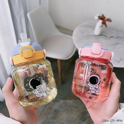 Water Bottle Double Drink Kawaii Kids Water Bottle Cute Plastic Drinking Tumbler with Straw and Rope School Children's Bottle