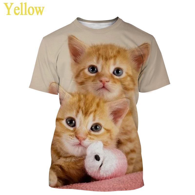 Men And Women Street Art Cool Short-Sleeved All-Match Tops Cat Latest 3D Printing T-shirt Fashion Casual Cute Harajuku Style