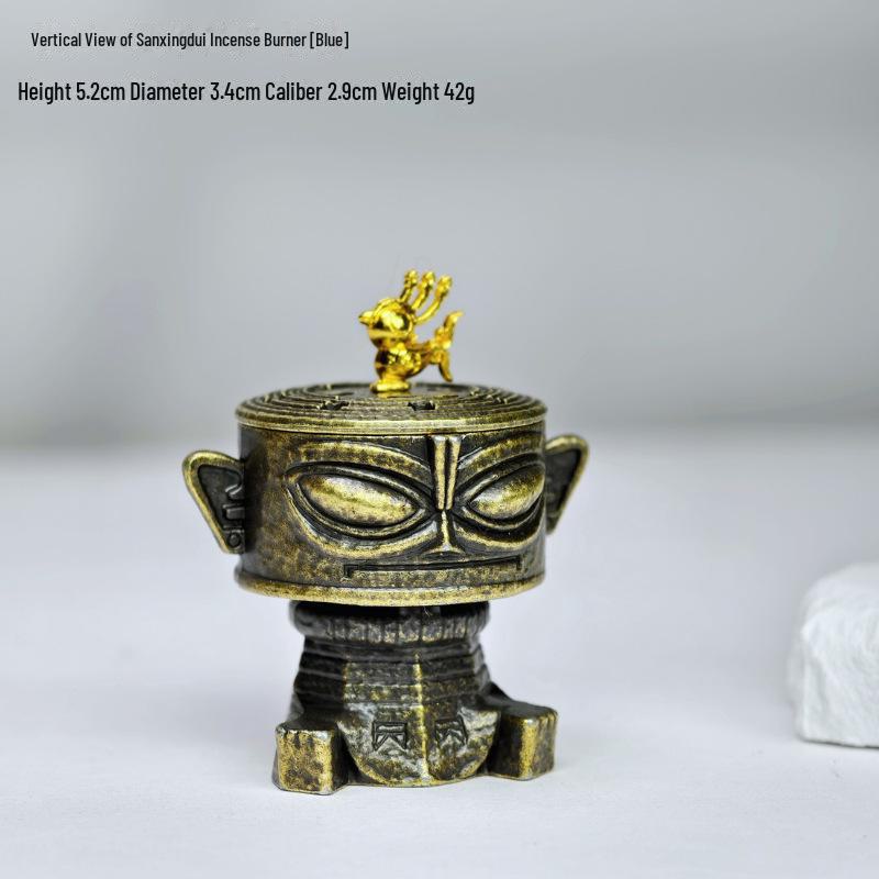 Sanxingdui Alloy Mini Incense Burner - Non-Stick Sandalwood for Indoor Air Purification