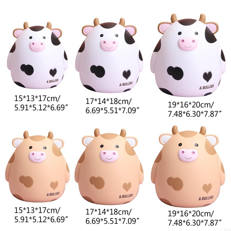 KX4B for Creative Cow Piggy Vinyl Coin Storage Jar Cartoon Animal Money Box for Home Bedroom Decoration Kids Birthday Gi