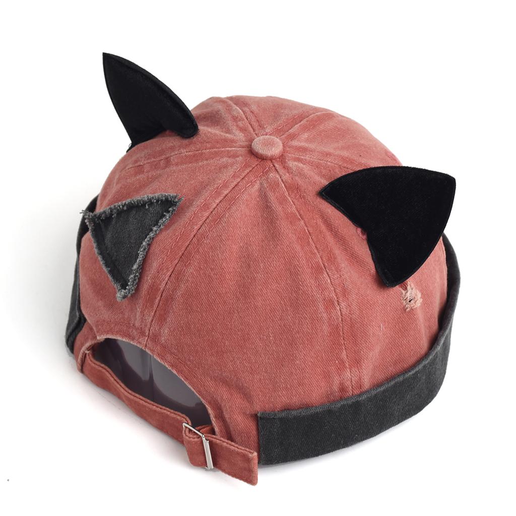 Słodki słodki koci kapelusz z uszami bez ronda Osobowość Swobodny Jednolity kolor Czapka Beanie Bawełna Oddychająca Prana Stara Czapka Beanie Unisex