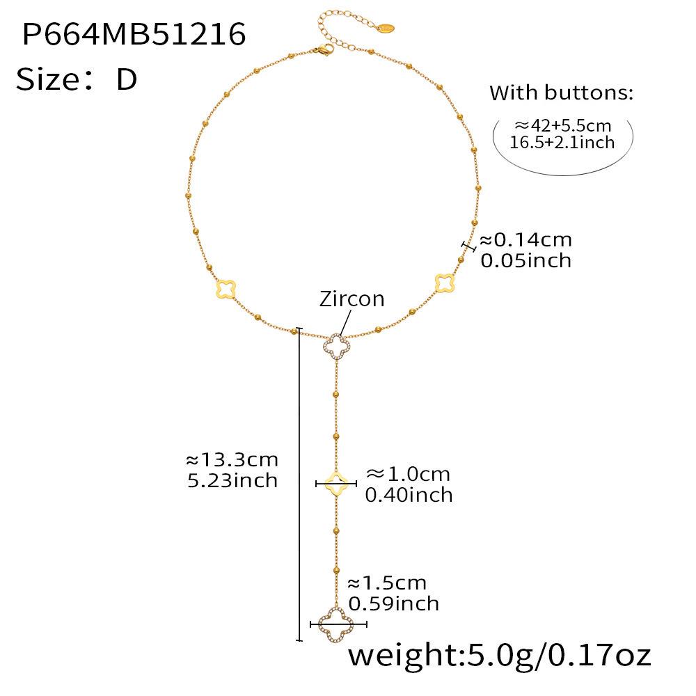 18K Gold-Plated Y-Shaped Tassel Necklace with Ultra-Shiny Zircon and Lucky Flower Design