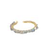 Exquisite Geometric Pearl Gold & Green Aventurine Open Bangle Bracelet