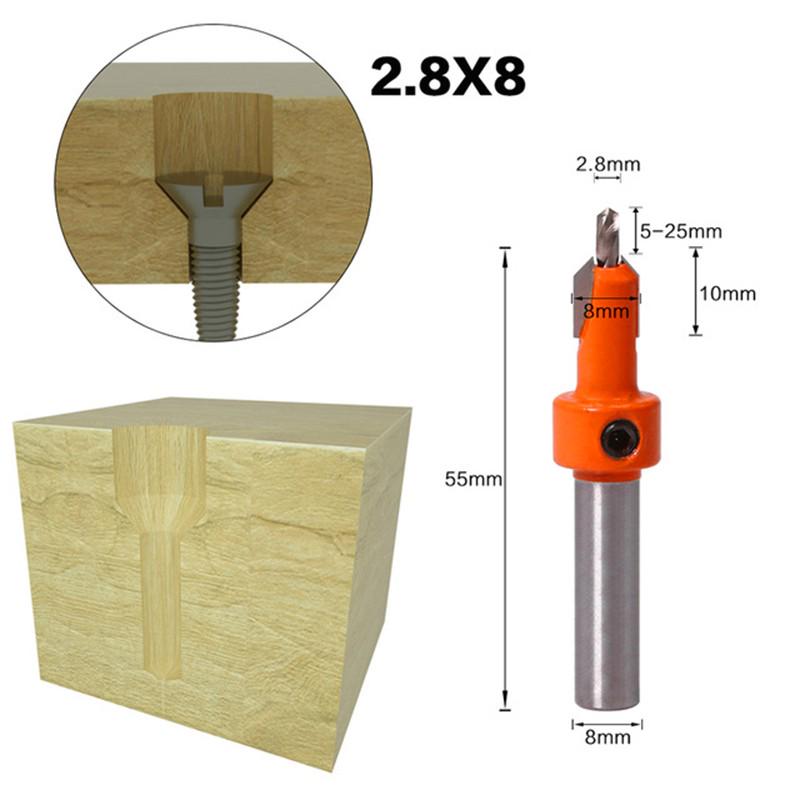 Leluo Ruir-Shank 1pcs 8mm Shank Countersink Router Bit Set Screw Extractor Demolition Milling Cutter Perfect for Woodworking Color : 4mmX8mm