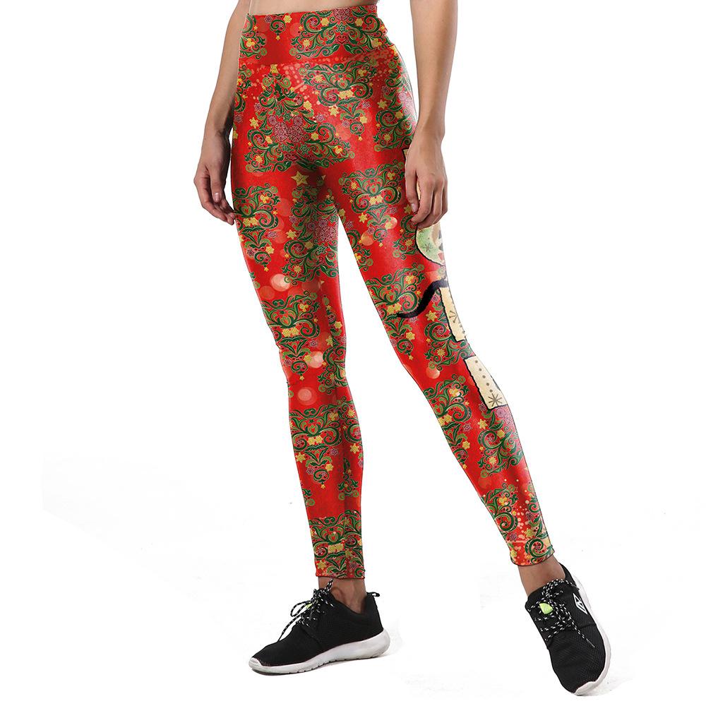 European and American women's clothing Christmas women's print sports fitness yoga sports leggings