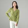 Design Sense Pinch Pleats Tucked Waist Slimming Shirt for Women