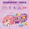 Różowy Ciężarówka Transportowa Jednorożec Zabawka z Trybem Rozkładanego Toru, Składane Przechowywanie, Efekty Świetlne i Dźwiękowe, Zawiera 6 Mini Samochodzików, Samochodziki Zabawki