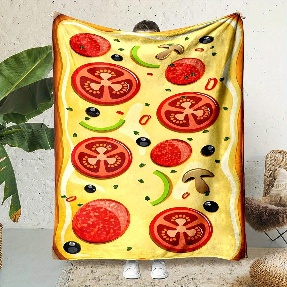 

Cartoon tomato and mushroom patterns Flannel printed blanket suitable for all seasons suitable for living office sofa and travel 75x100cm (30x40inch)