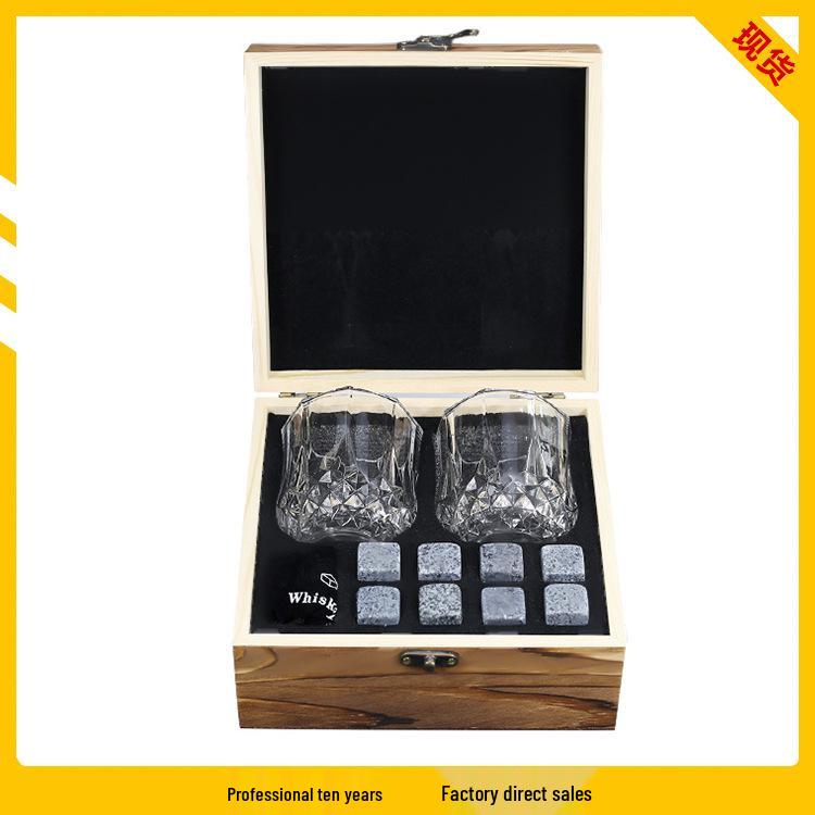 Bestselling Whiskey Chilling Stones Gift Set - Square Ice Cubes with Wooden Box for Wine