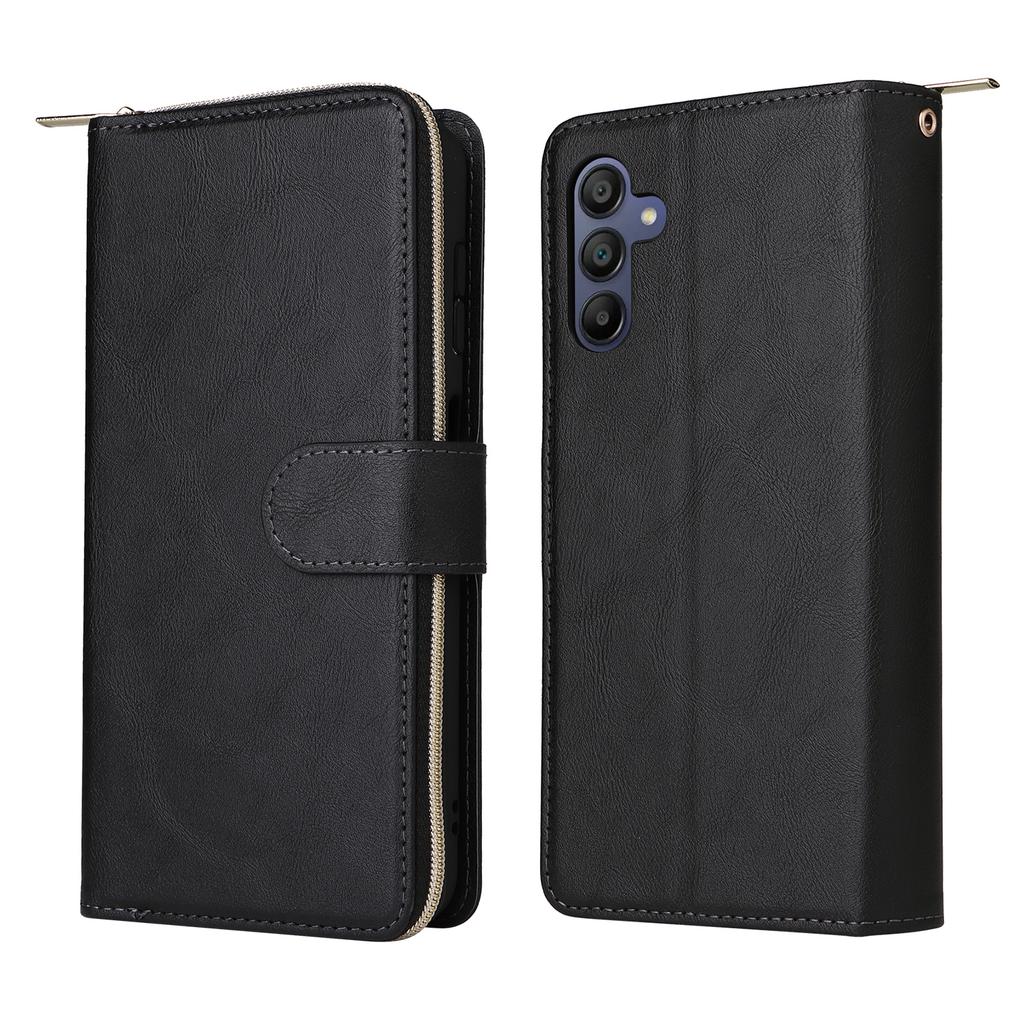 For Samsung Galaxy A17 5G/A17 4G/A26 5G Case Zipper Pocket PU Leather Phone Cover with Hand Strap