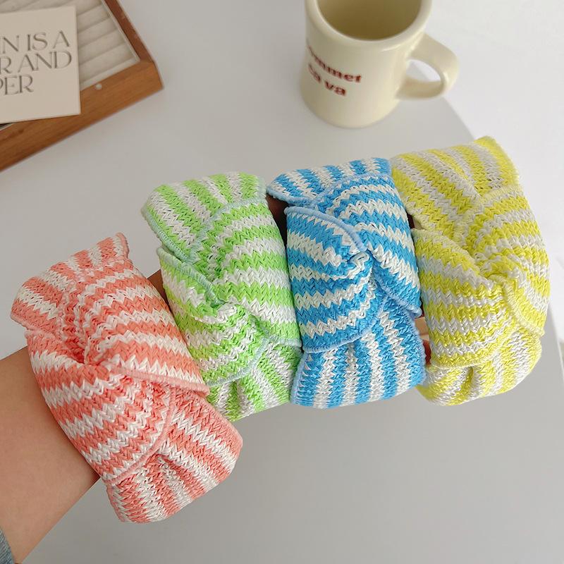 Bohemian Ethnic Summer Colorful Straw Weaving Knot Hairband Headband Adult Hair Accessories Hair Jewley