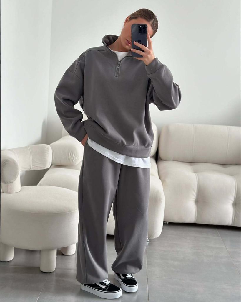 Damen Leuchtgelbes Kapuzenpullover und Jogginghosen Set mit Kordelzug Lässiger Streetwear Zweiteiler