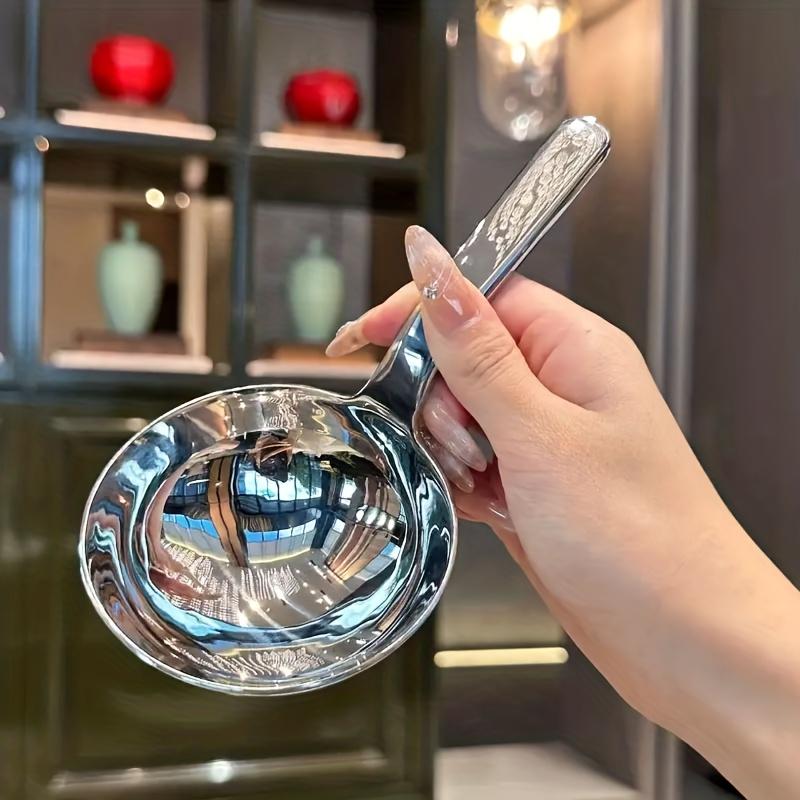1pc Stylish Large-Head Soup Ladle, Easy-to-Clean Stainless Steel Material - Suitable for Making Soups, Frying Dishes