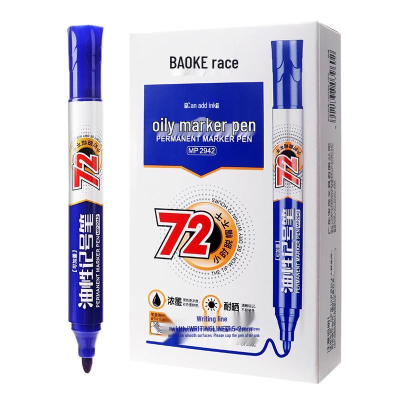 BaoKe MP2942 Oil-Based Refillable Marker - 72-Hour Fade-Resistant Ink, Big Head for Logistics Writing синий