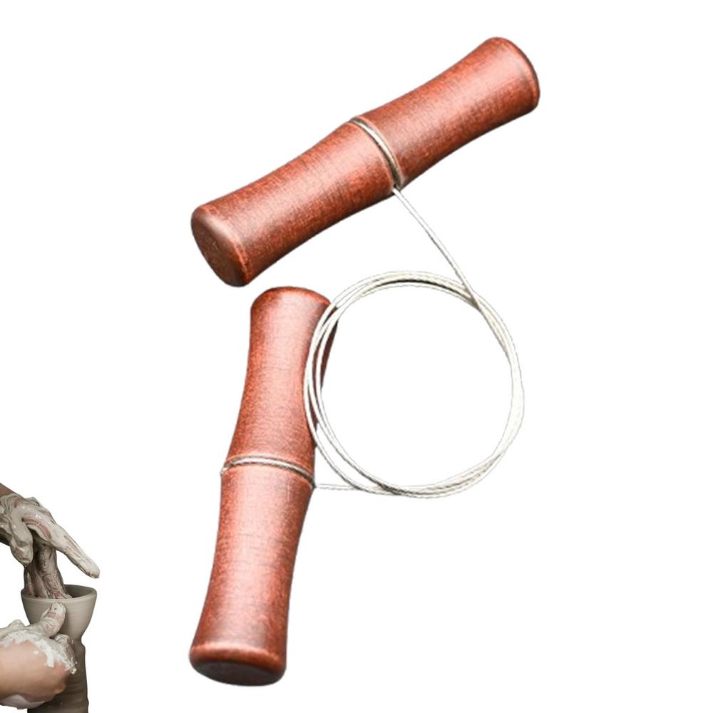Wire Clay Cutter Wooden Handle Stainless Steel Clay Cutter Wood Clay Cutting Tools Pottery Wheel Tools Ceramic & Pottery