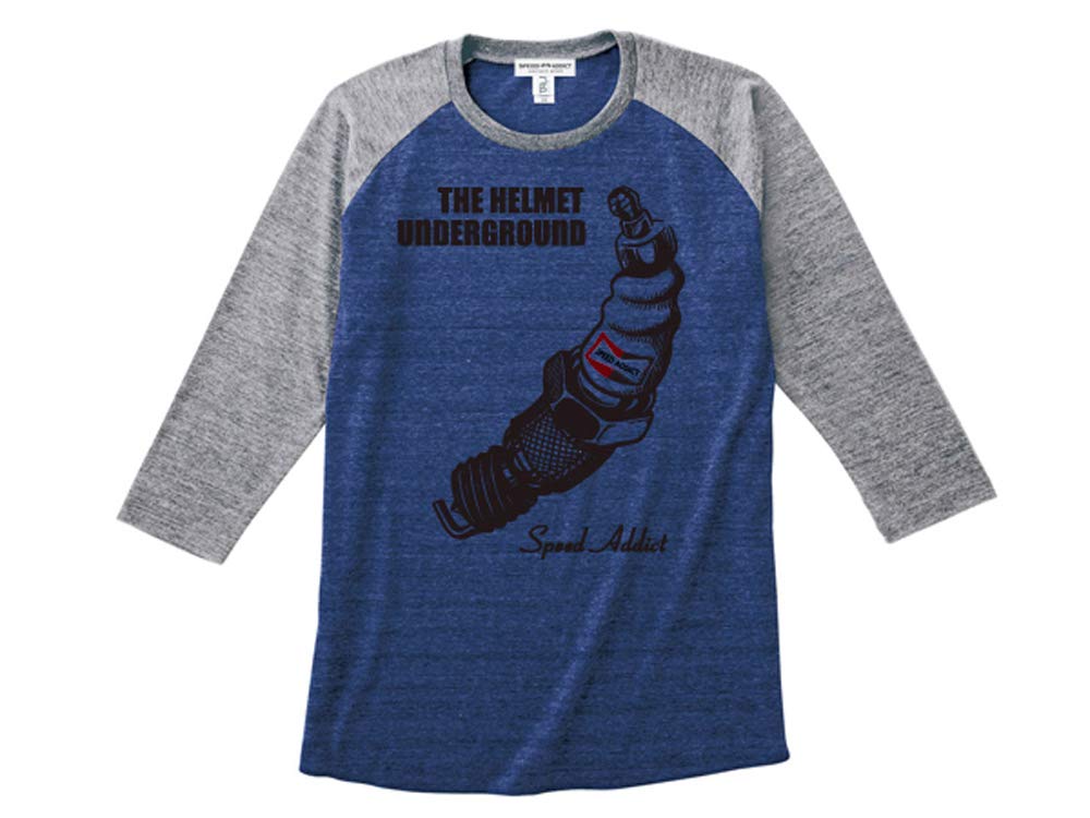 

[SPEED ADDICT] THE HELMET UNDERGROUND Raglan 3/4 Sleeves T-shirt (Navy x Gray, XL)