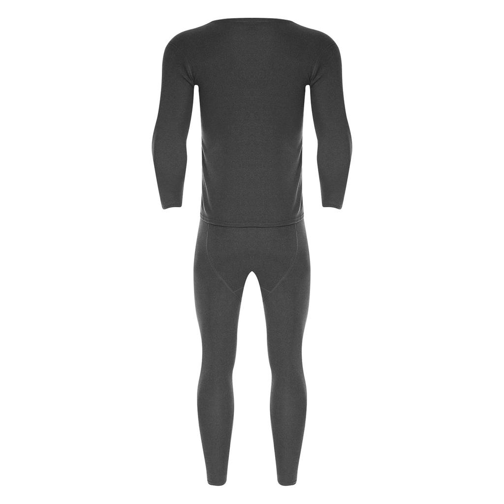 Mens Long Sleeve Round Neck Thermal Underwear Warm Base Layer Soft Breathable Tops Bottom Set Winter Cold Weather Wear