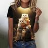Women's T-shirt 3D Cartoon Animal Print Casual Round Neck Short Sleeved Summer Loose Top Y2k T-shirt