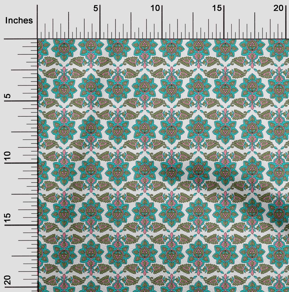 oneOone Cotton Flex Fabric Floral & Paisley Block Print Sewing Fabric BTY 40 Inch