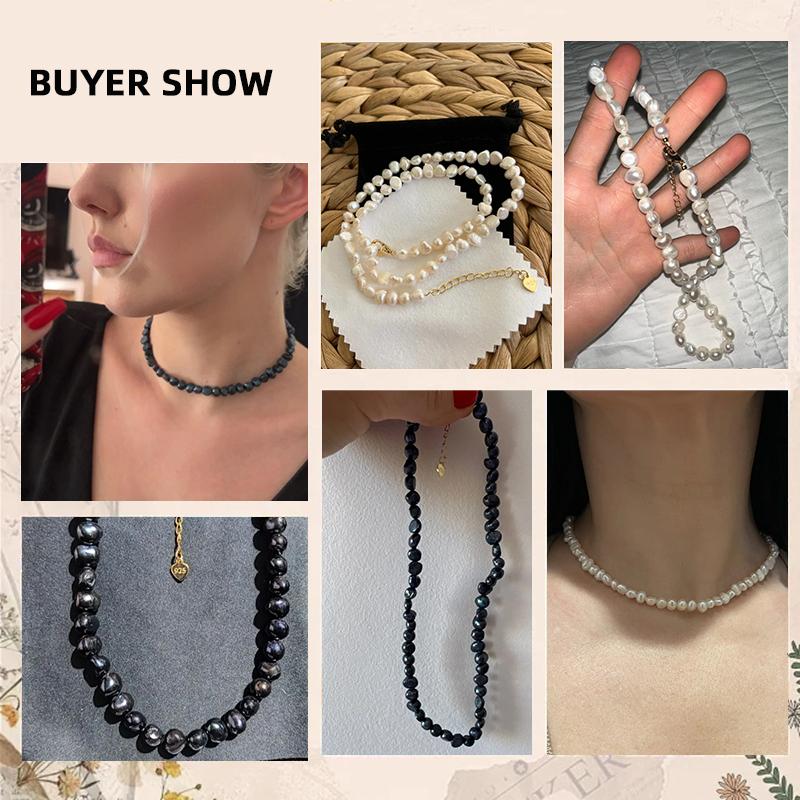 Vero Girocollo di Perle Barocche Naturali d'Acqua Dolce per Donna Ragazza Regalo Popolare AA 5-6mm 8-9mm Collana di Gioielli di Perle