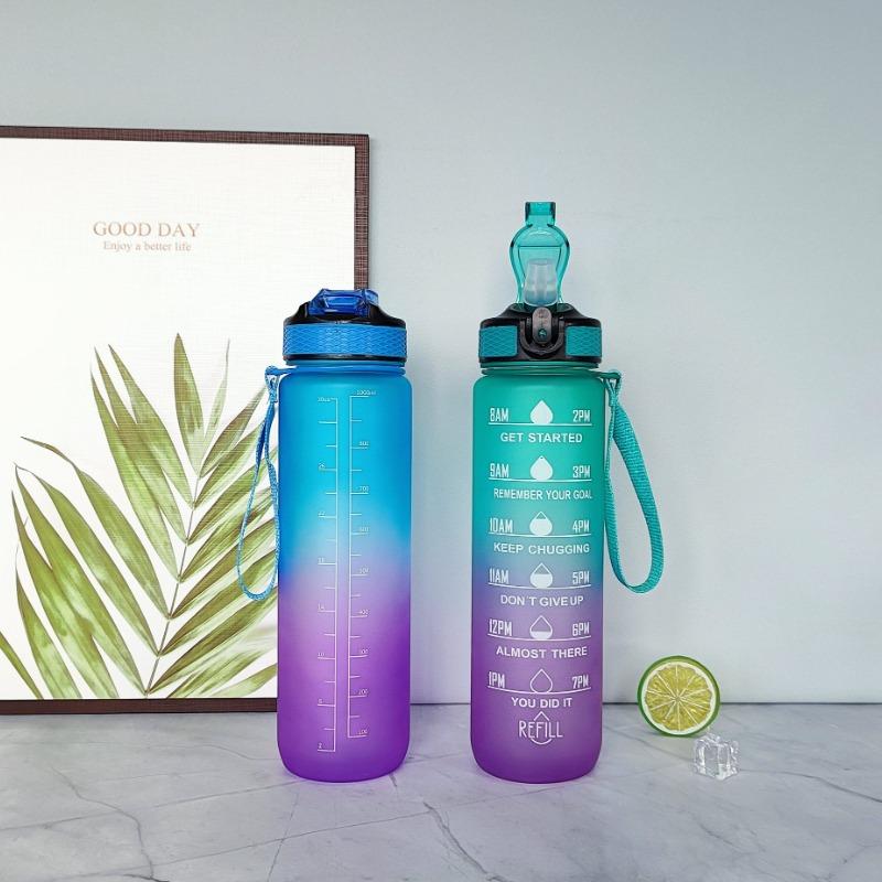 1L Sports Water Bottle Gym Travel Drinking Leakproof Bottle With Straw BPA-Free