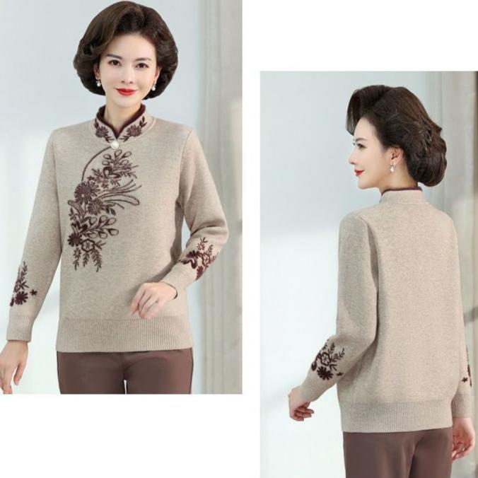 Autumn Winter Women's Mink Fleece Sweater Loose Plus Size Sweater Embroidered Pullover Fleece Thickened Knit Tops