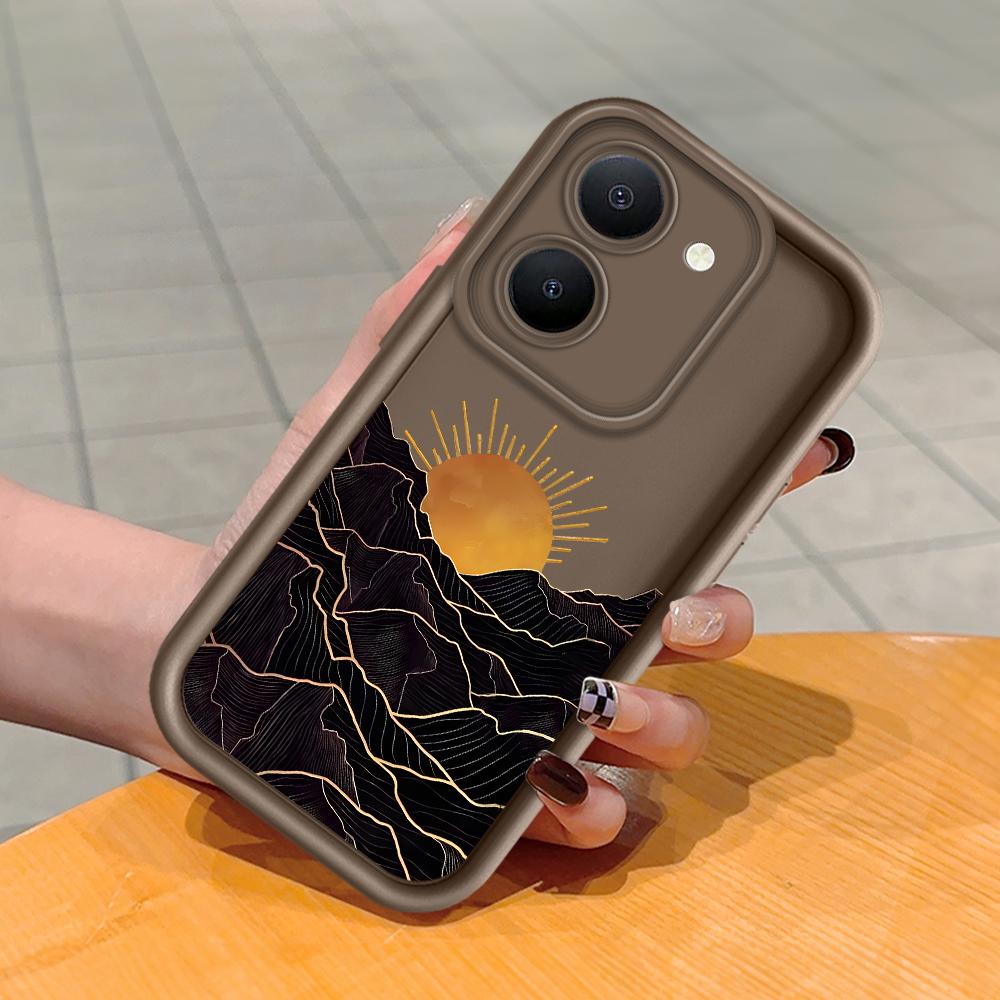 Coque de téléphone en Silicone souple, motif d'impression d'échelle carrée, couverture complète d'appareil photo, Protection antichoc, étui en caoutchouc pour Vivo