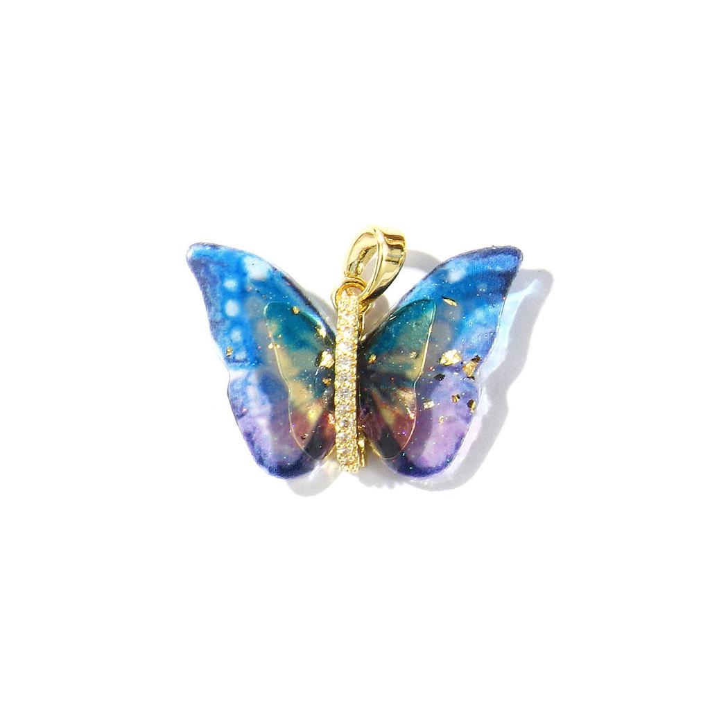 1 Piece Resin Insect Charm 18K Gold Plated Butterfly Animal Brass Pendants For DIY Necklace Bracelet Jewelry Making 24mm x 20mm