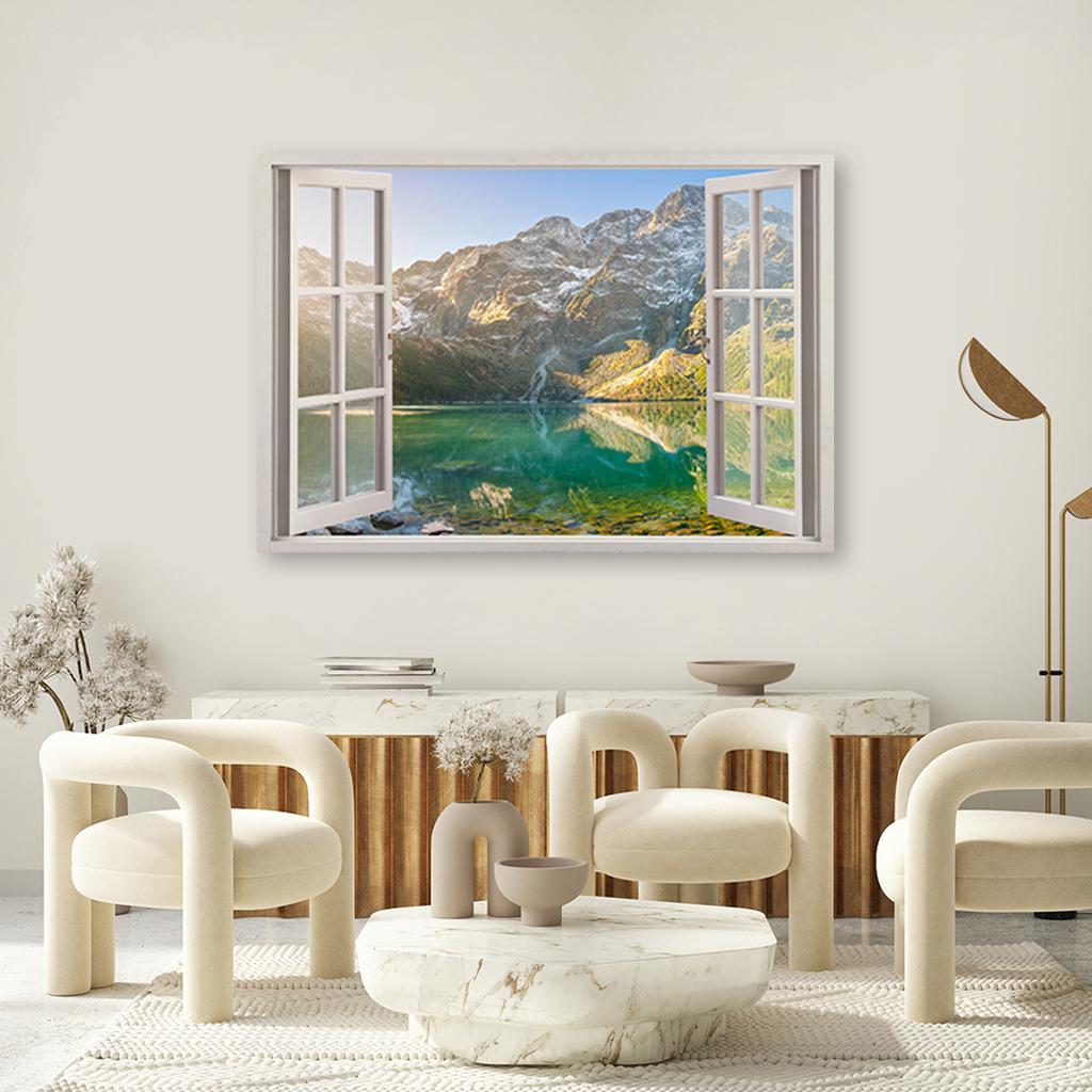 Canvas Print, Window Lake In the Mountains Nature