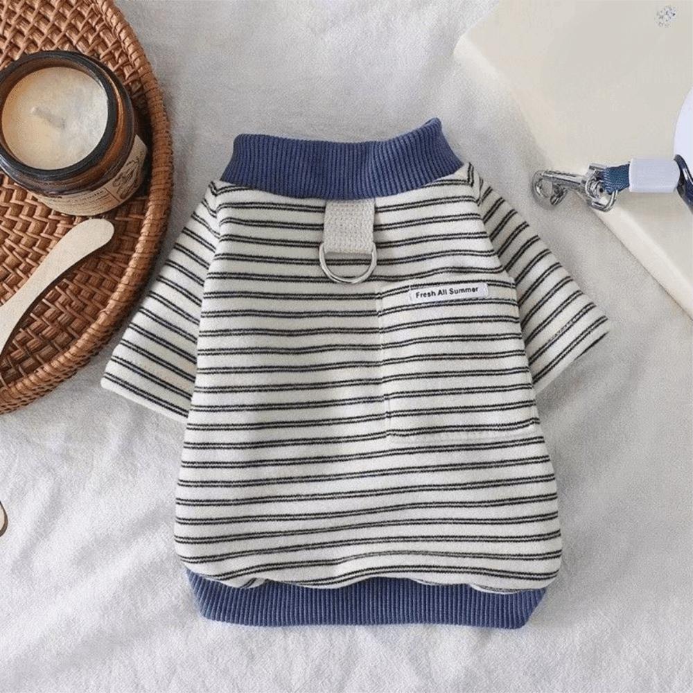Stylish and Cool Dog Striped Shirt Crew-Neck Dog T Shirts Cat Outfit Dog Two Legged Clothes  Autumn