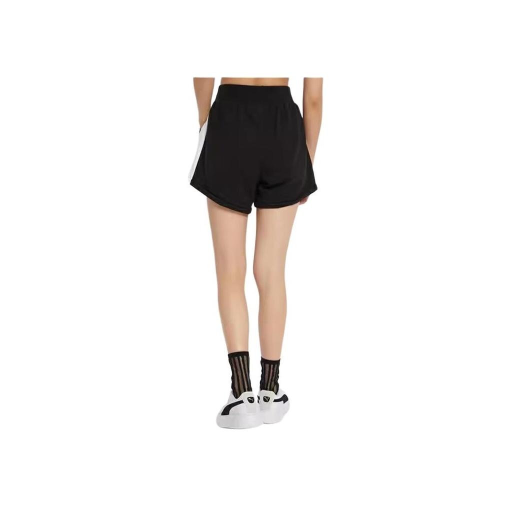 Puma Logo Print Sports Spliced Knit Shorts Women Bottoms Black 534119-01