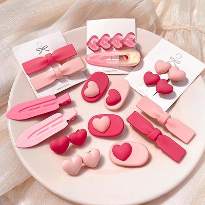2023 Pink Love Dopamine Hairpin for Women: Trendy Bangs Duckbill Clip