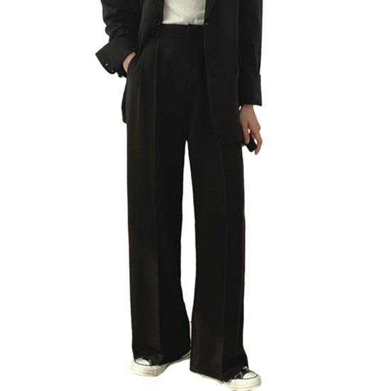 Blazer monopetto a maniche lunghe con risvolto casual da donna Tasche a vita alta Pantaloni dritti a gamba larga Abbigliamento da lavoro da ufficio