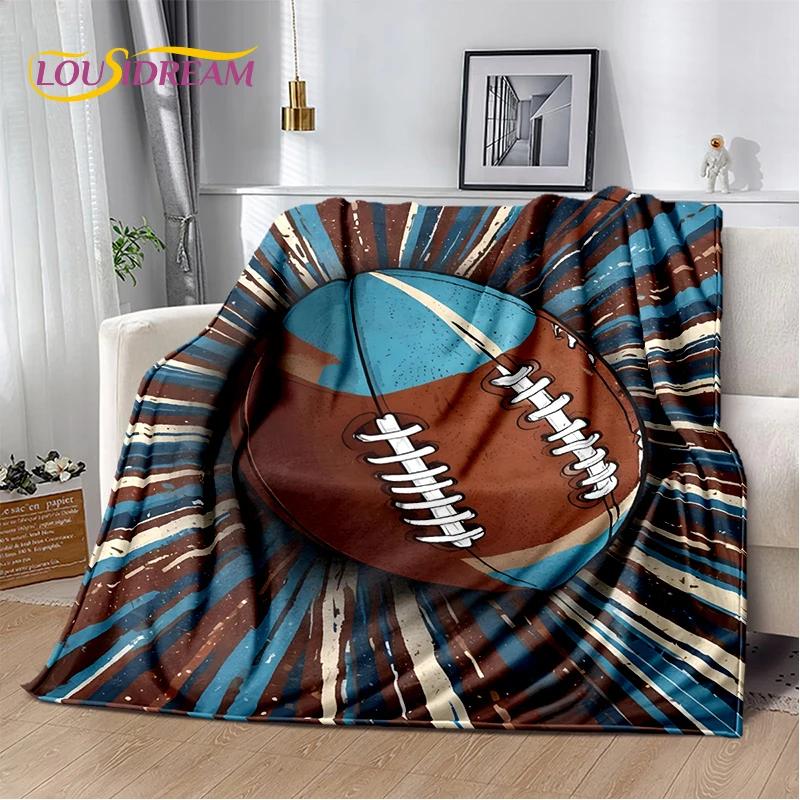 Rugby Field Rugby 2025 Style New American Football Cartoon Soft Blanket,Soft Throw Blanket for Home Bedroom Bed Sofa Travel Kids