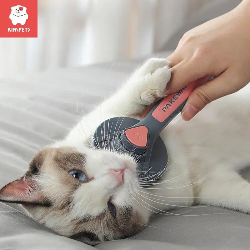 

Kimpets расческа для кошек, щетка для удаления волос с собаками, пуходерка для ухода за домашними животными, игольная расческа, удаляет запутанную самоочистку, аксессуары для домашних животных