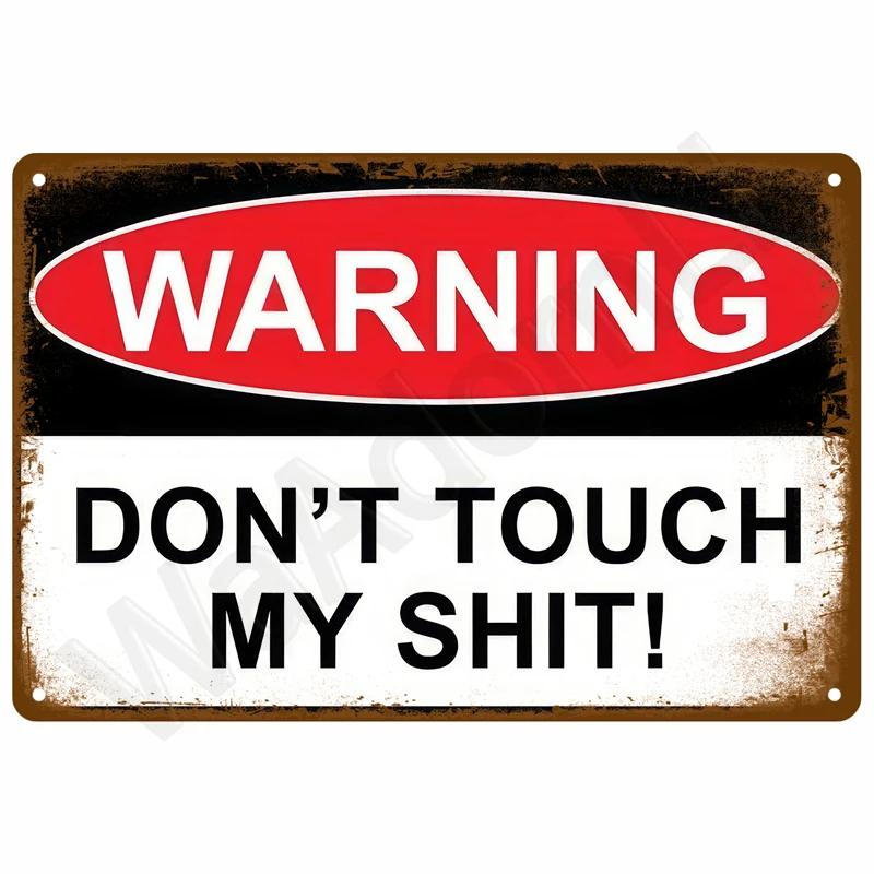 Vintage Assorted Funny Warning Notice Tin Sign Set Retro Humorous Novelty Metal Wall Art Rustic Decor Plaques for Bar Cafe Hom
