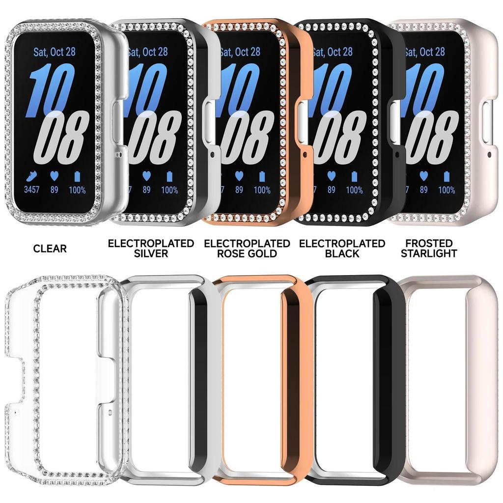 Bling PC Hollow Case For Samsung Galaxy Fit 3 Samrt Watch Strap Diamond Crystal Bumper Protective Cover Screen Protector Fit3