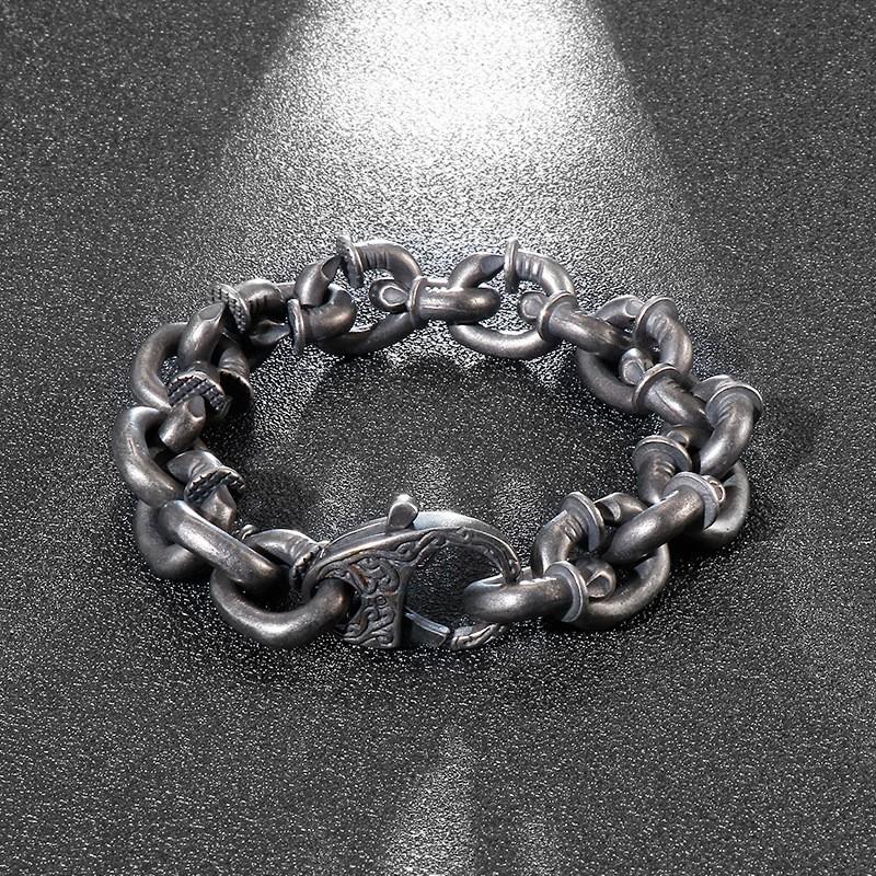 2026 European and American Retro Old Casting Titanium Steel Jewelry, Men's Nail Bracelet