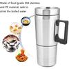 Qiilu Heated Travel Mug 12V Electric Car Kettle Boiler Stainless Steel Heating Cup Coffee Tea Warmer Cup 350ML+150ML