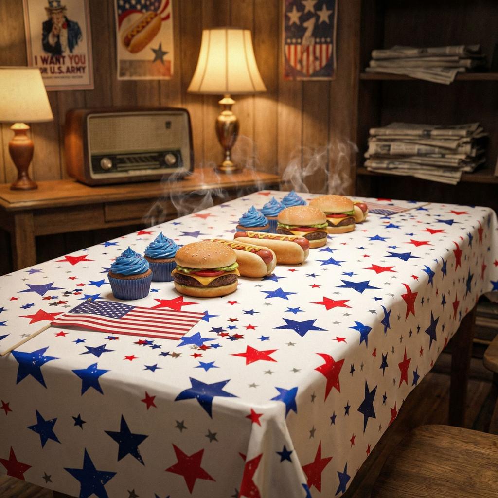 Independence Day Party Tablecloth For Children, Patriotic Party Decorations, Disposable PE Tablecloth